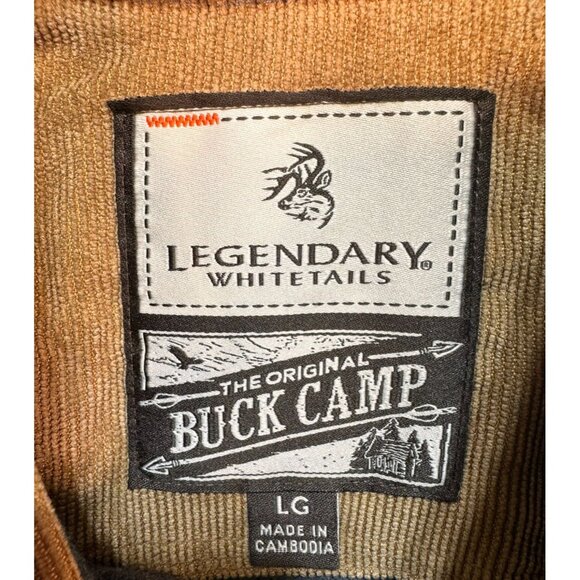 Legendary Whitetails Mens Buck Camp Flannel Shirt LG Gray Corduroy Collar Cuffs - Picture 3 of 11